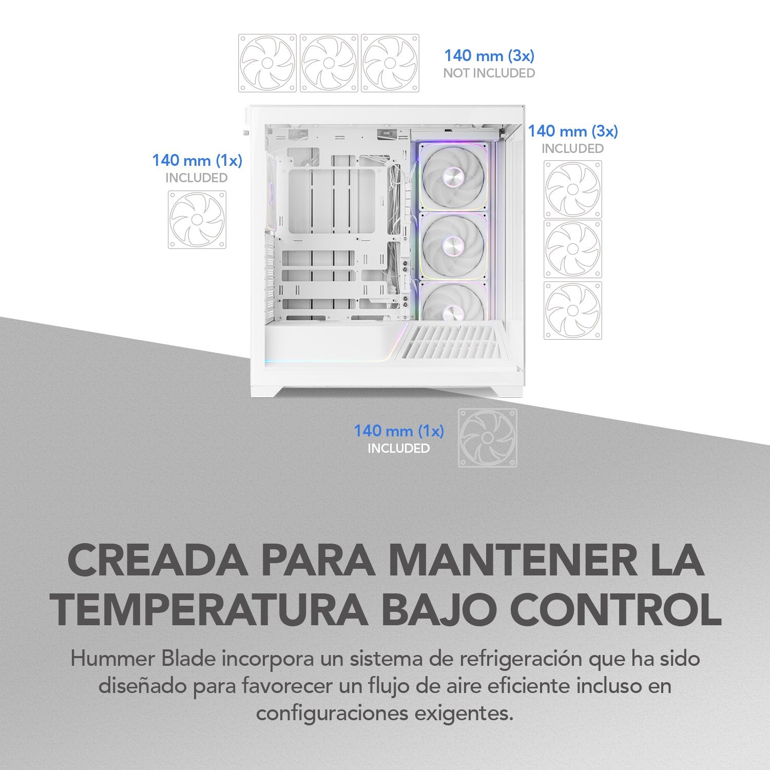 Caja Gaming Semitorre Nox Hummer Blade Blanca