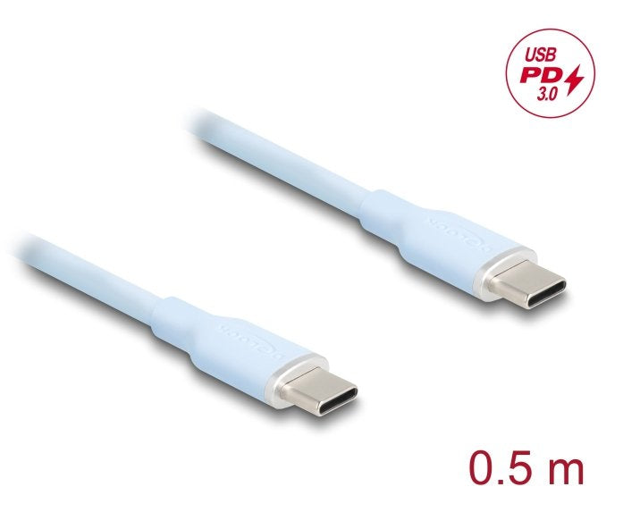 Delock 81233 Cable Usb 2.0 Usb Type-C Macho A Macho Pd 3.0 60 W 0,5 M Azul Silicona