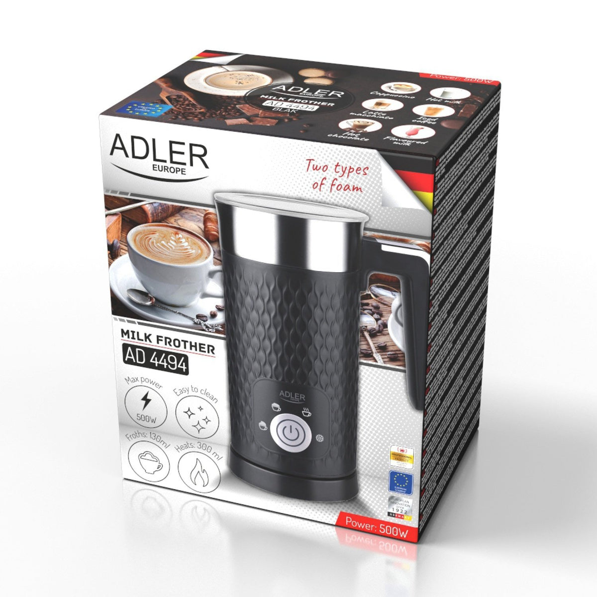 EAN 5905575901255 - Adler AD 4494 B espumador o calentador de leche Calentador/espumador de leche automático Metálico, Negro imagen 13