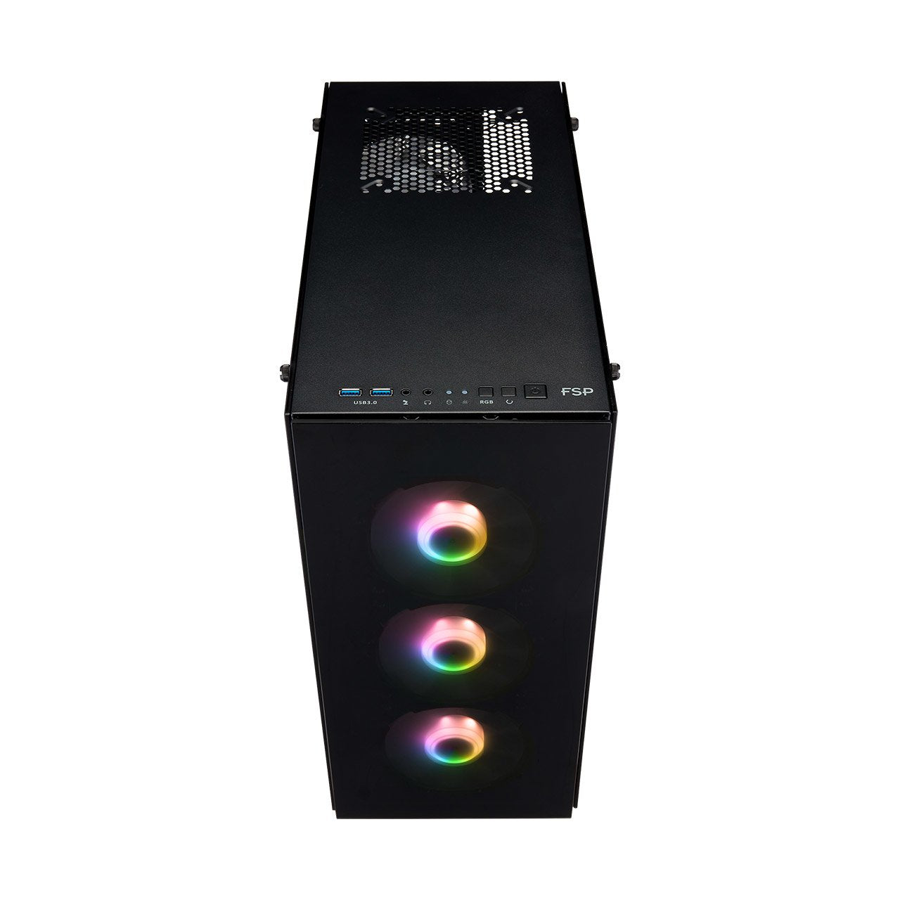 Caja Pc Fortron Midi Tower Cmt512 Negro, Ventilador Led 4 X A.Rgb, Panel Lateral Transparente
