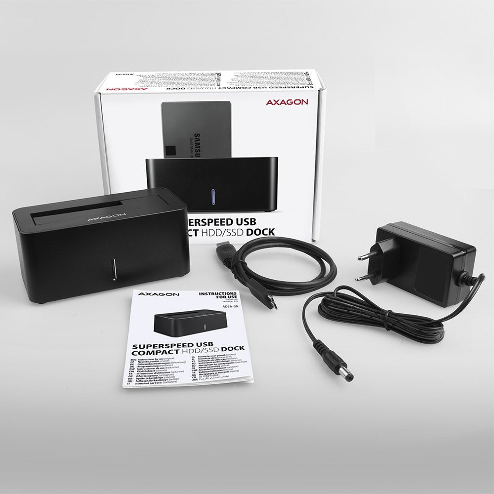EAN 8595247905383 - Axagon ADSA-SN base de conexión para disco duro USB 3.2 Gen 1 (3.1 Gen 1) Type-A Negro imagen 10