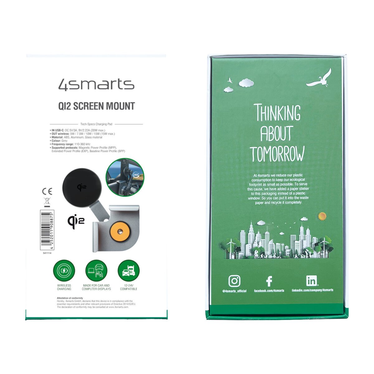 EAN 4252011908875 - 4smarts 541114 soporte Soporte activo para teléfono móvil Wireless charger Negro, Gris imagen 5