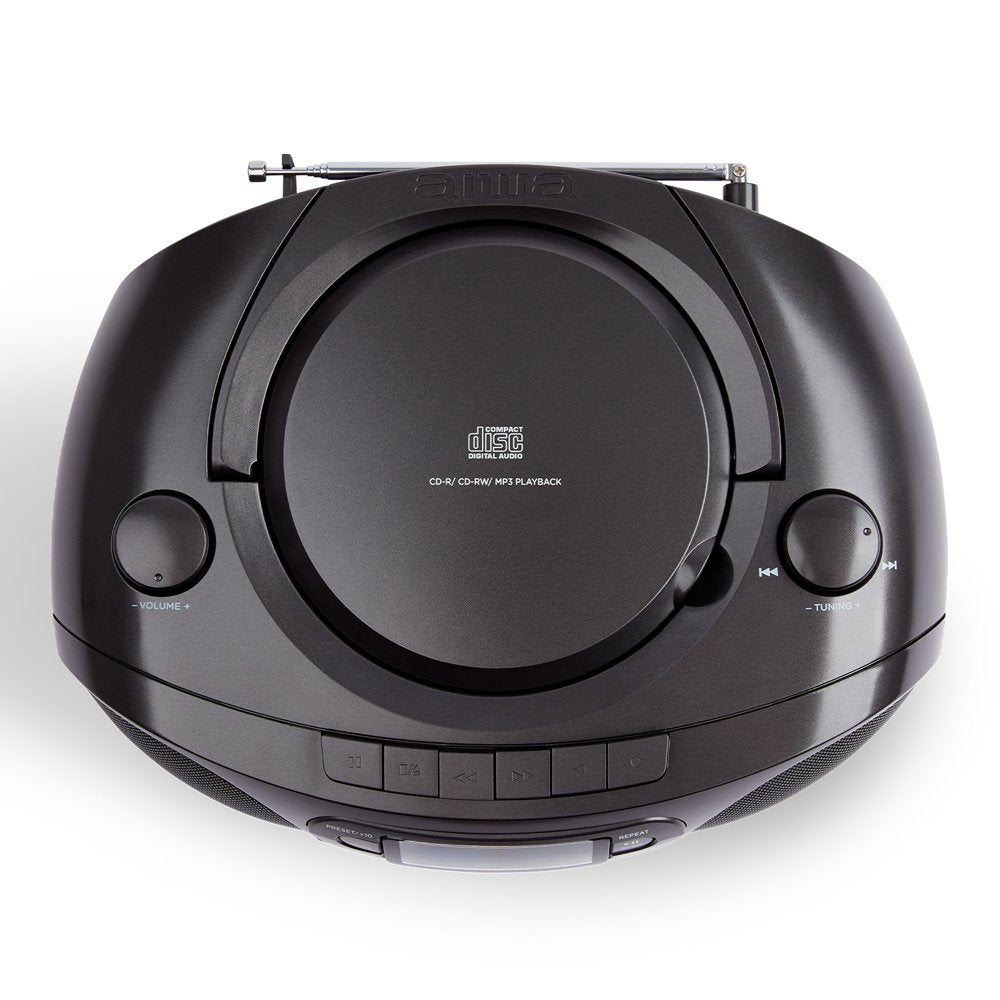 Radio Bluetooth Con Lector De Cd Mp3 Casetes Y Usb Aiwa Boombox Bbtu-550 Black Bt 5.0 6w Rms Fm