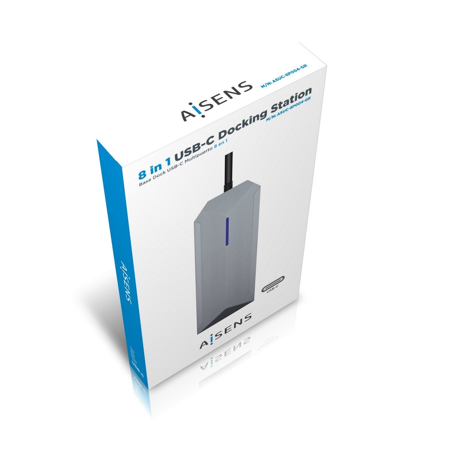 Aisens Usb-C Dock 8 En 1 - Usb-C A 1xhdmi - 1xrj45 - 3xusb - 1xpd - 1xsd - 1xmicro Sd - 15cm - Gris
