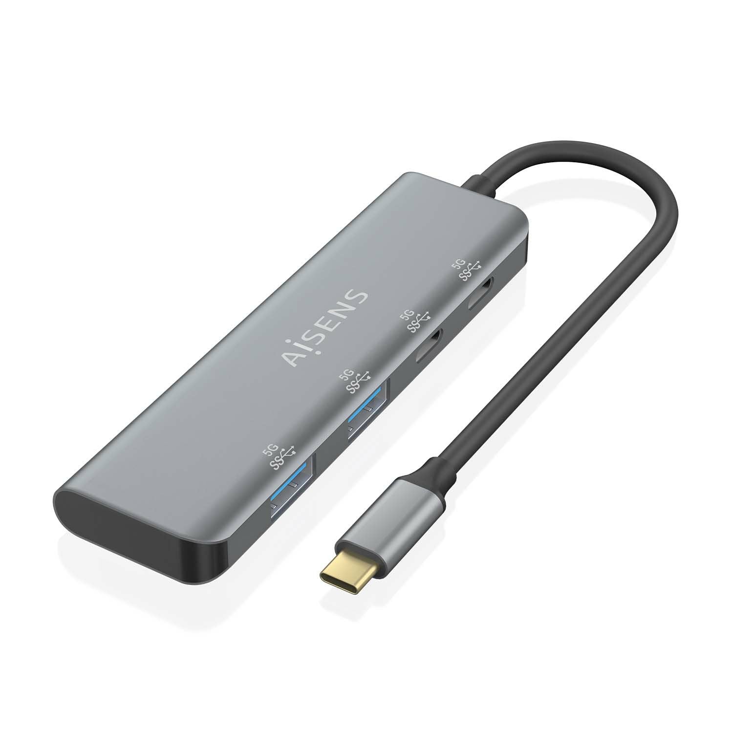 Aisens Hub Usb 3.2 Gen1 5g Usb-C - Usb-C/M-2xusb-C/H-2xusb-A/H - 15cm - Color Gris