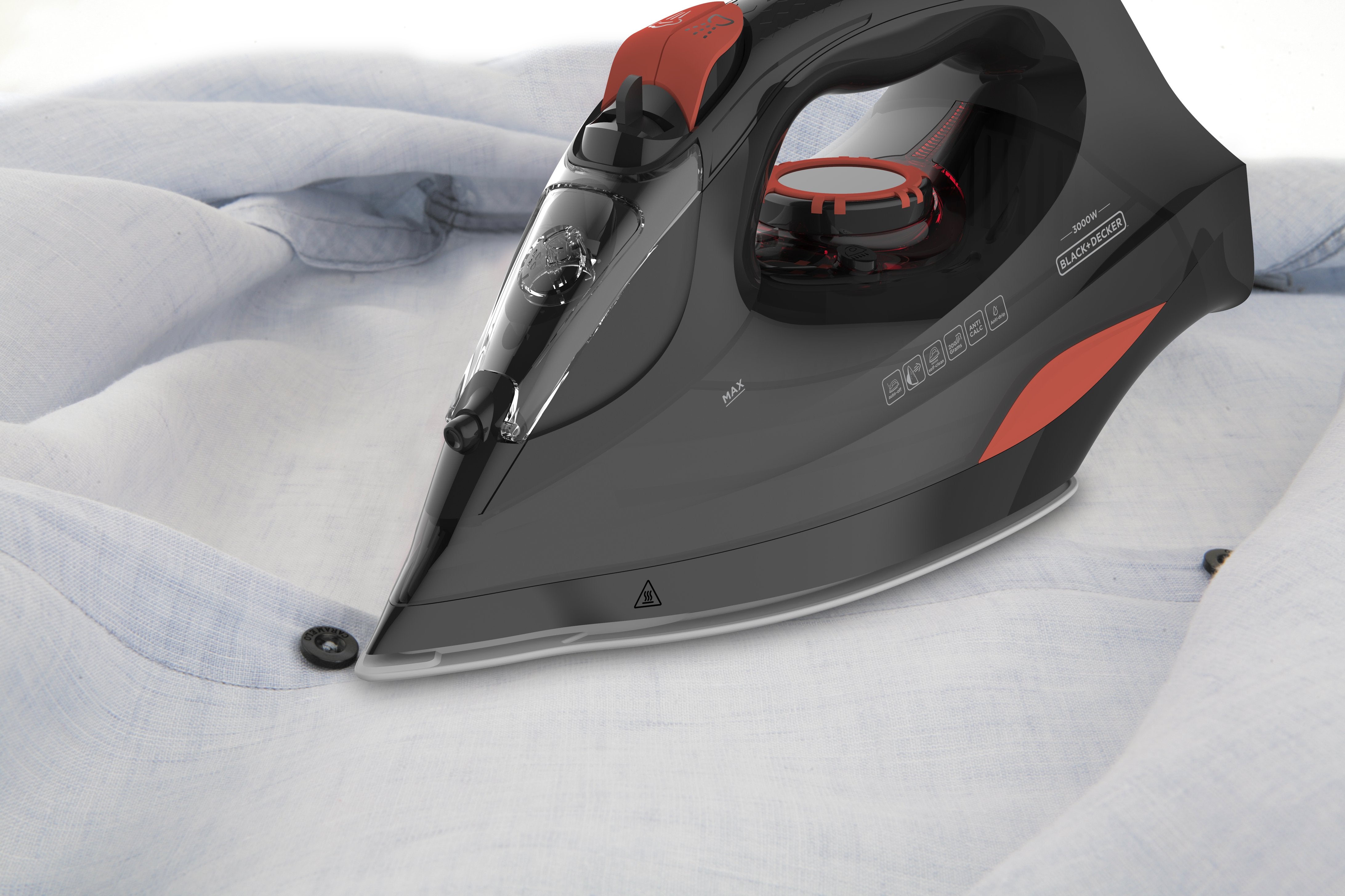 EAN 8432406180192 - Black & Decker BXIR3000E plancha Plancha a vapor Suela de cerámica 3000 W Negro, Naranja imagen 5