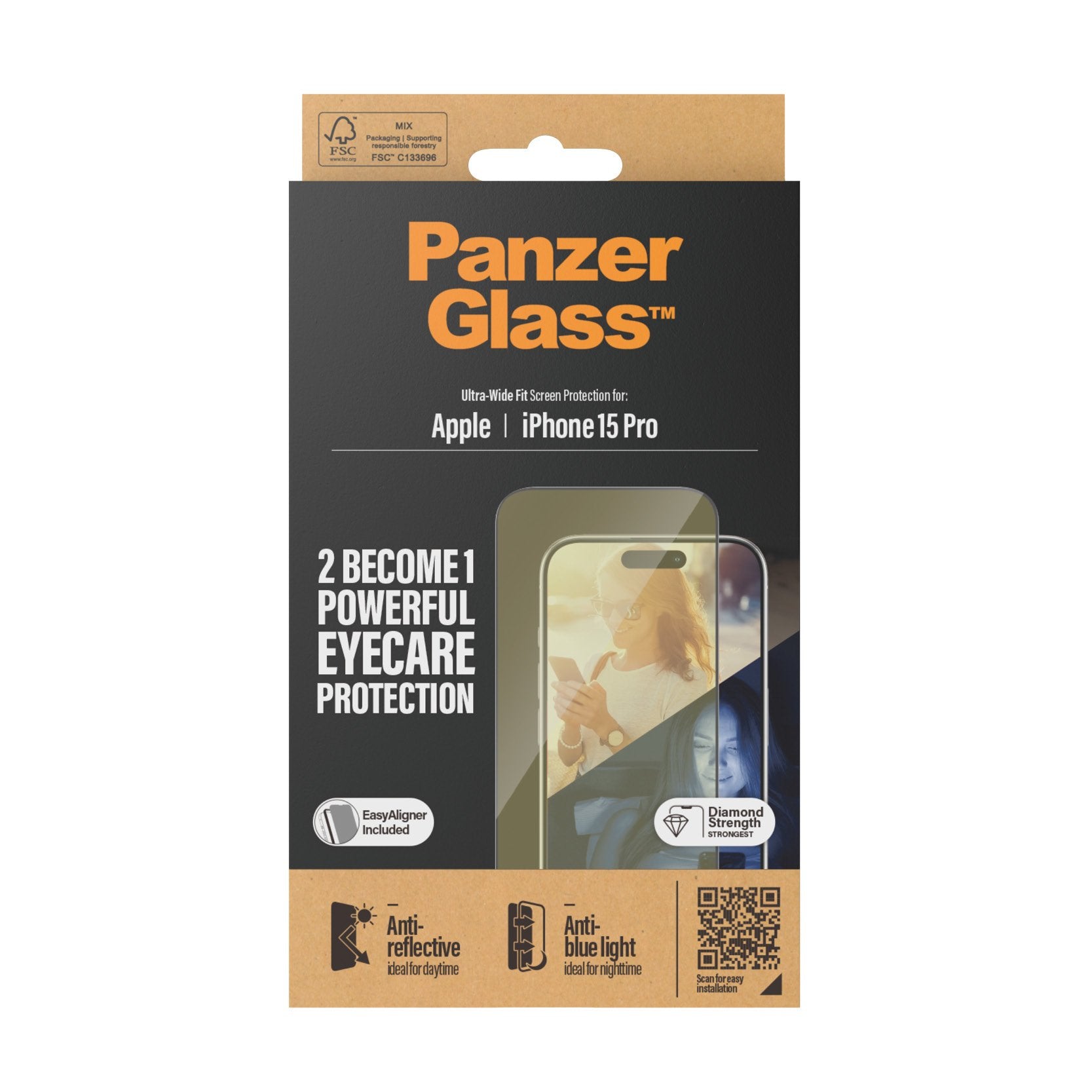 EAN 5711724028144 - PanzerGlass ® EyeCARE™ Screen Protection iPhone 15 Pro | Ultra-Wide Fit w. EasyAligner Protector de panta imagen 3