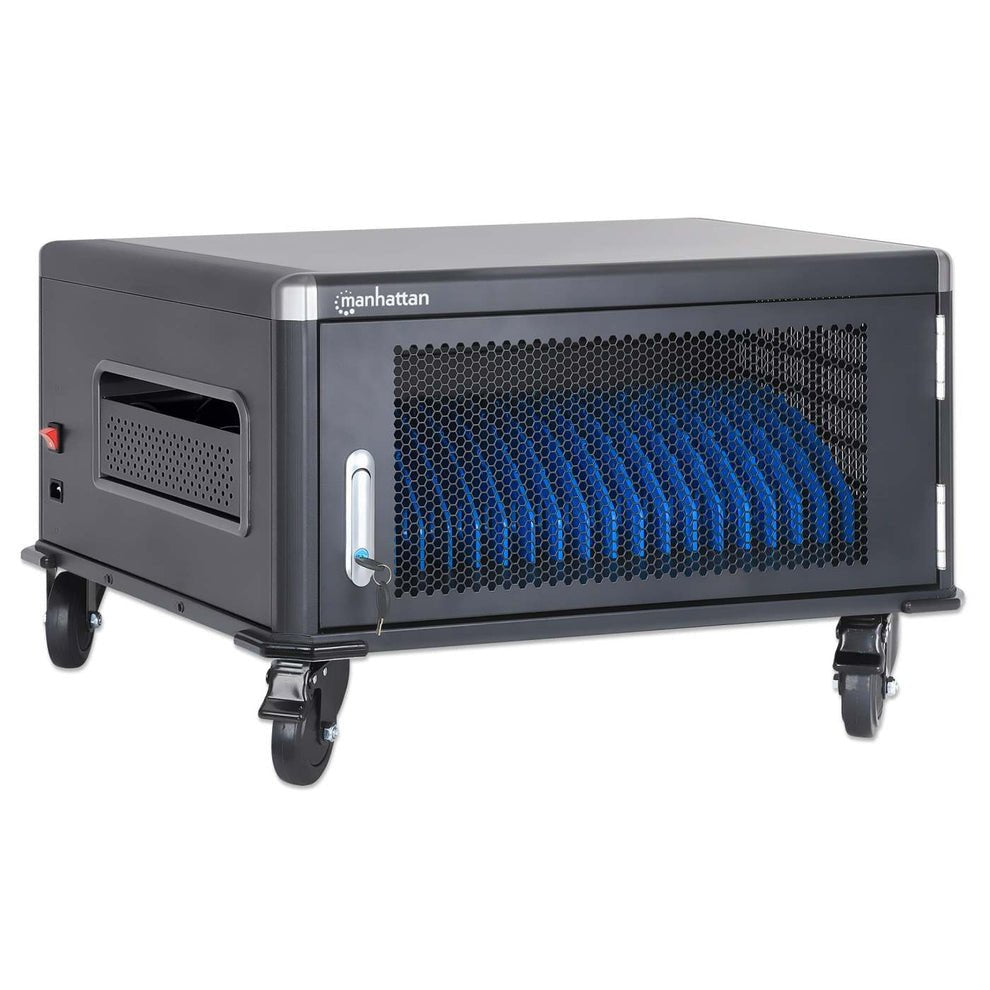 Manhattan Laptop Charging Cabinet Desktop Via Ac Adapter (Eu) 20-Bay, Install Device'S Ac Adapter (Power Cables) Into Unit, Suitable For All Laptops (To 16"), Ipads, Macbooks, Chromebooks, Other Portable Devices, Bays 380x30x280mm, Cart, Lo
