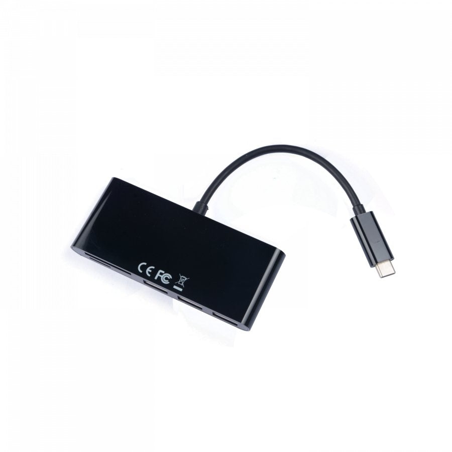 V7 Adattatore Usb Nero Da Usb-C Maschio A 3 X Usb 3.0 A Femmina, Micro Sd, Sd/Mmc