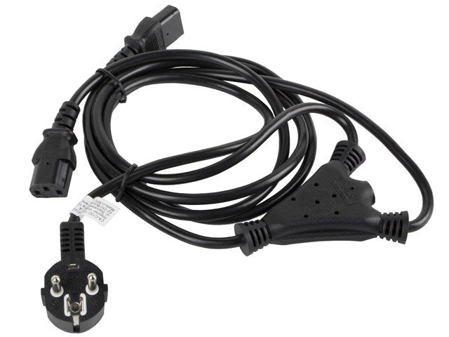 Lanberg Cable De Alimentacion Ca-C13c-13cc-0018-Bk Conectores Schuko / 2xiec320 C13 2 Metros