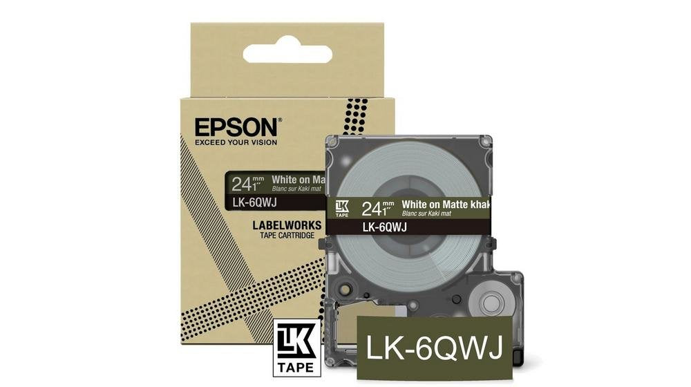 Epson Labelworks Lk-6qwj Blanco Sobre Caqui Mate Rollo (2 4 Cm X 8 M) 1 Cinta(S) Caja Para Colgar Cartucho De Cinta Para Labelworks Lw-C610