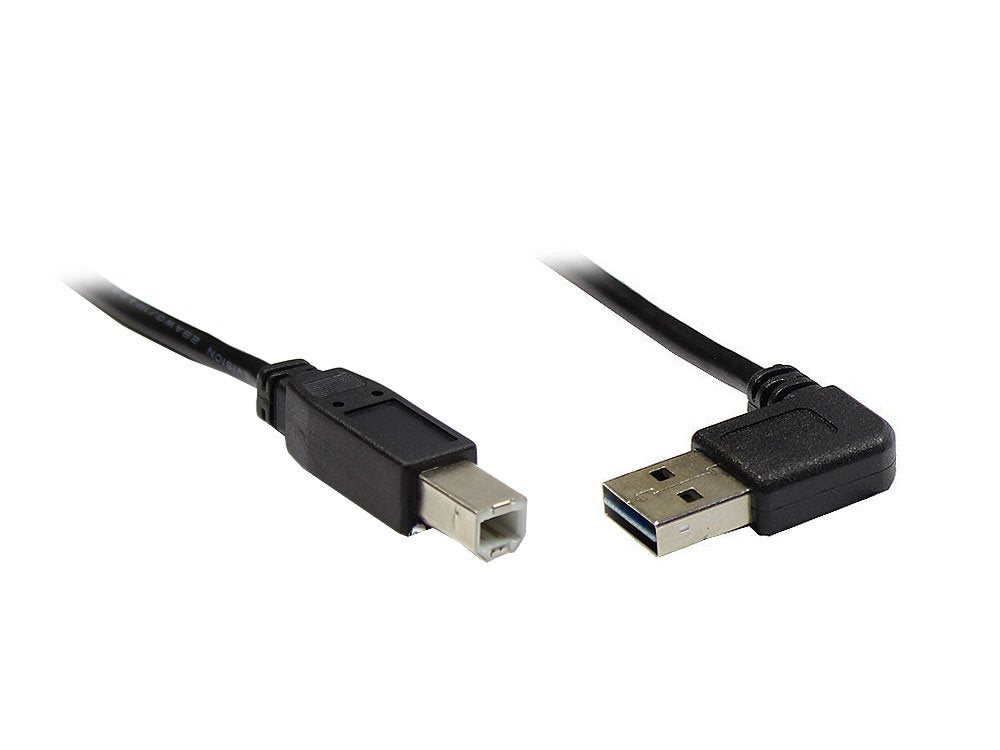 Goodconnections Anschlusscable Usb 2.0 Easy Stecker A Gewinkelt An Stecker B, Schwarz, 5m,