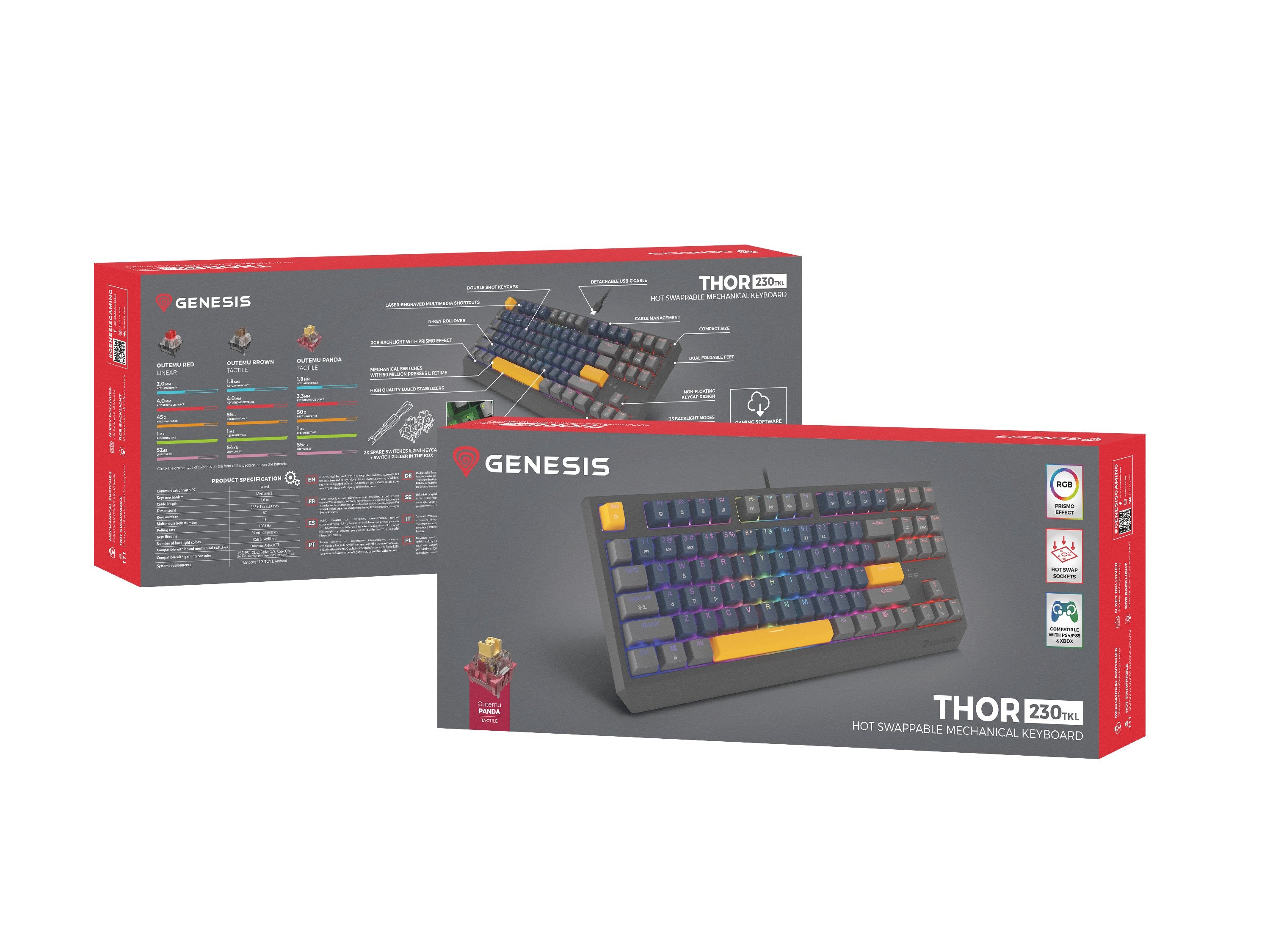 EAN 5901969444445 - GENESIS THOR 230 TKL teclado Juego USB + RF Wireless + Bluetooth QWERTY Negro, Azul, Gris, Naranja imagen 18