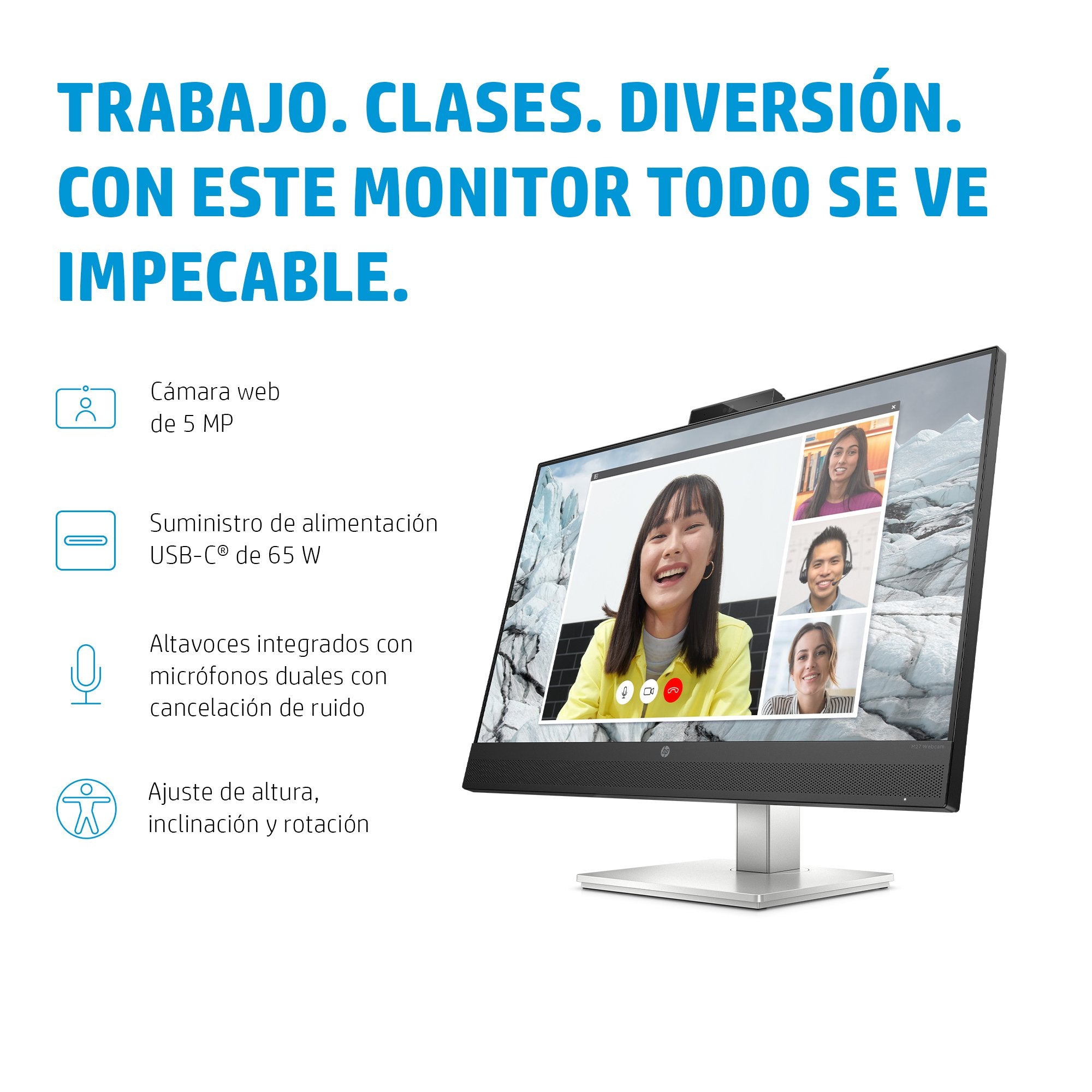 EAN 5715063337745 - HP E27m G4 QHD USB-C Conferencing Monitor pantalla para PC 68,6 cm (27") 2560 x 1440 Pixeles Quad HD LCD imagen 7