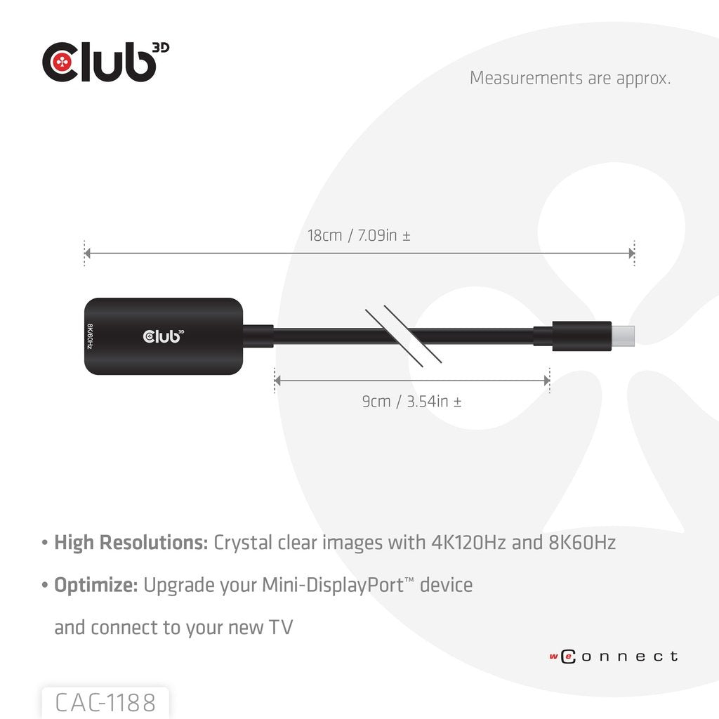 EAN 8719214473341 - CLUB3D CAC-1188 adaptador de cable de vídeo 0,09 m Mini DisplayPort HDMI Negro imagen 4