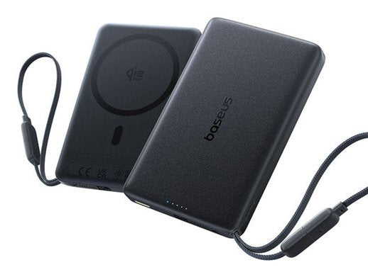 Picogo Am52 Qi2.2 Slim Magnetic Power Bank With Built-In Cable 10000mah 45w Cosmic Black