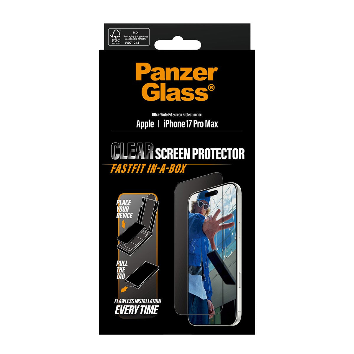 EAN 5715685026706 - PanzerGlass ® Screen Protector iPhone 17 Pro Max | Ultra-Wide Fit w. FASTFIT IN-A-BOX Protector de pantal imagen 3