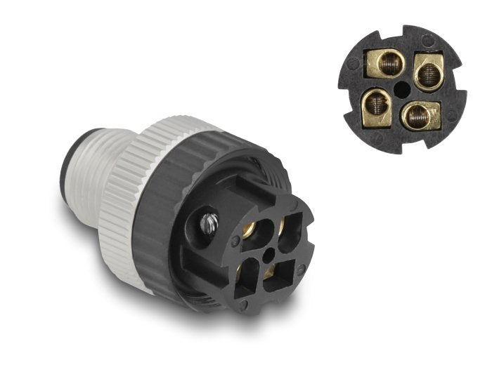 Delock 60533 M12 Conector Codificado A De 4 Pines Macho Para Montaje Con Conexión Por Tornillo