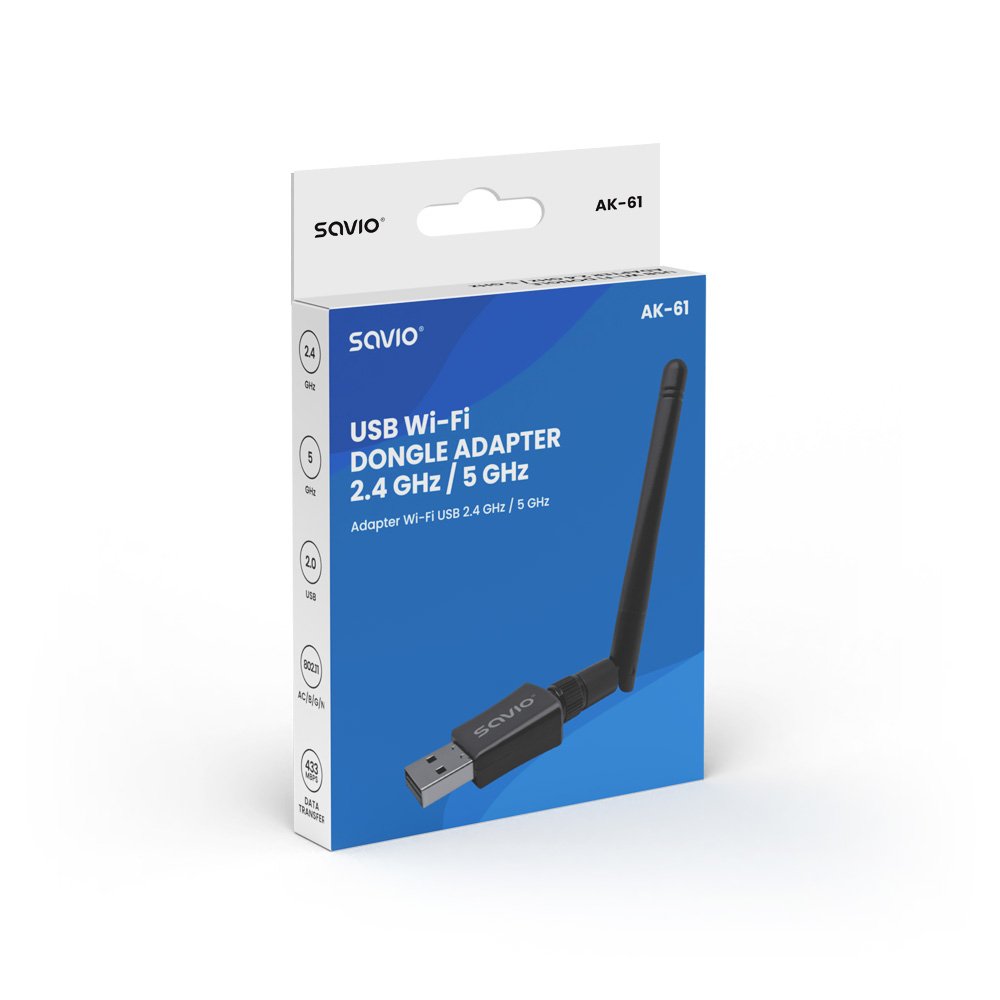 Savio Ak-61 Adapter Wifi Usb 2.4ghz 5ghz