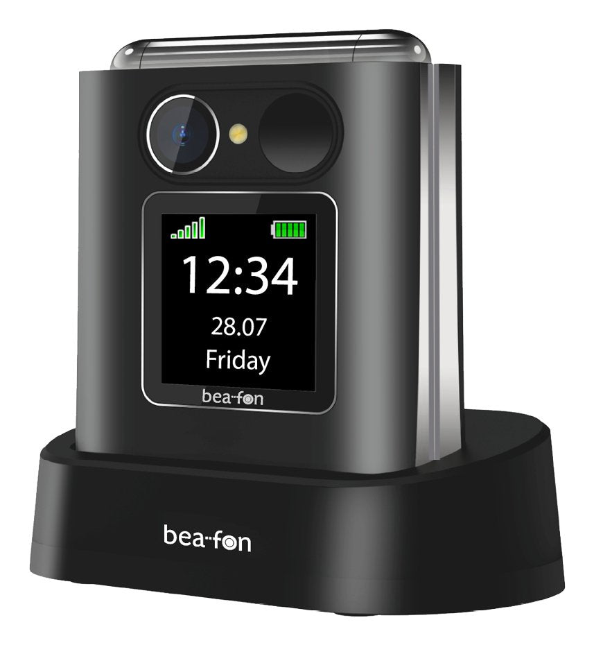 Beafon Fold 10 Lte, Silver Line, Grosstastenklapphandy, Negro-Silber