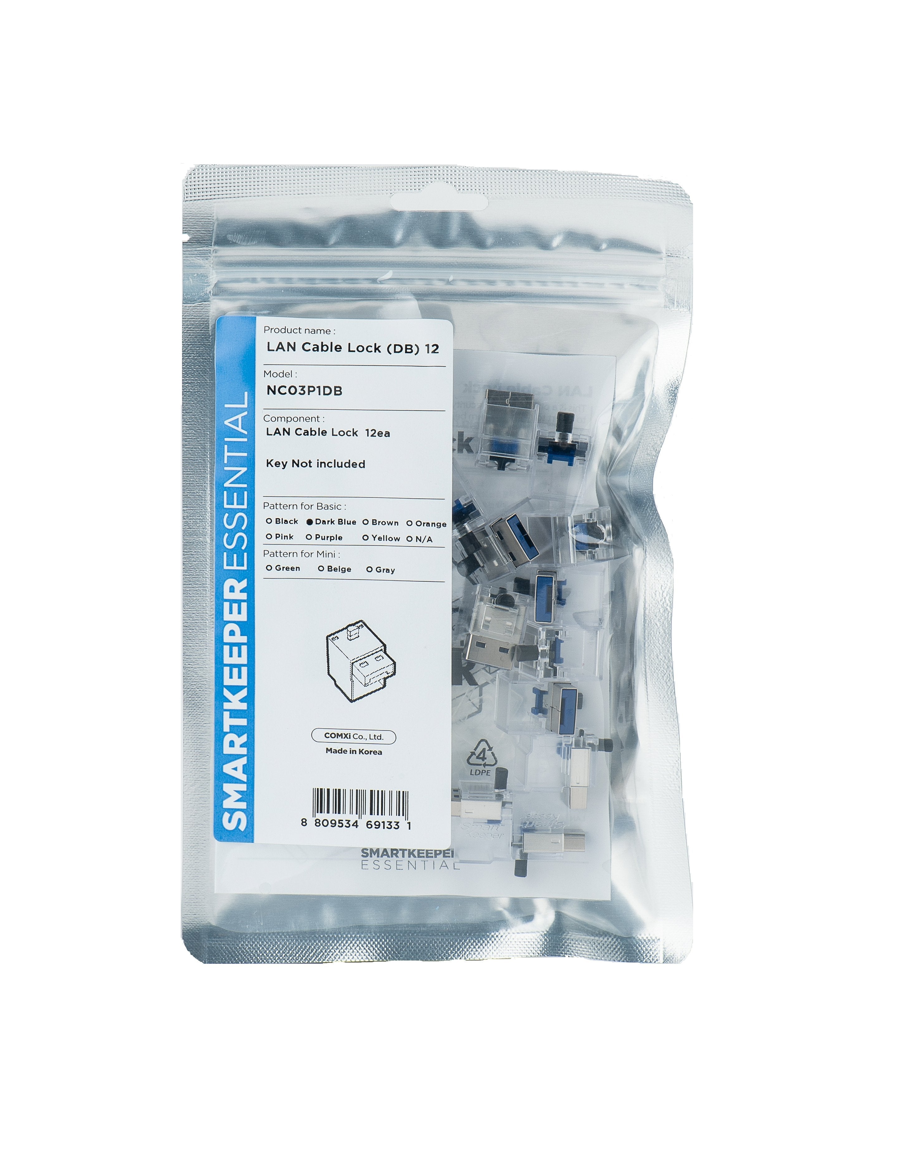 Candado Smartkeeper Basic "Cable Lan" Azul Oscuro 12 Piezas.