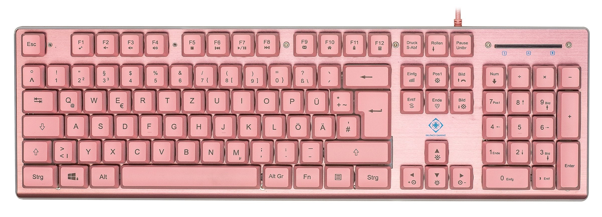 Teclado Alemán Deltaco Gam-021-Rgb-P-De Juego Usb Qwertz Rosa