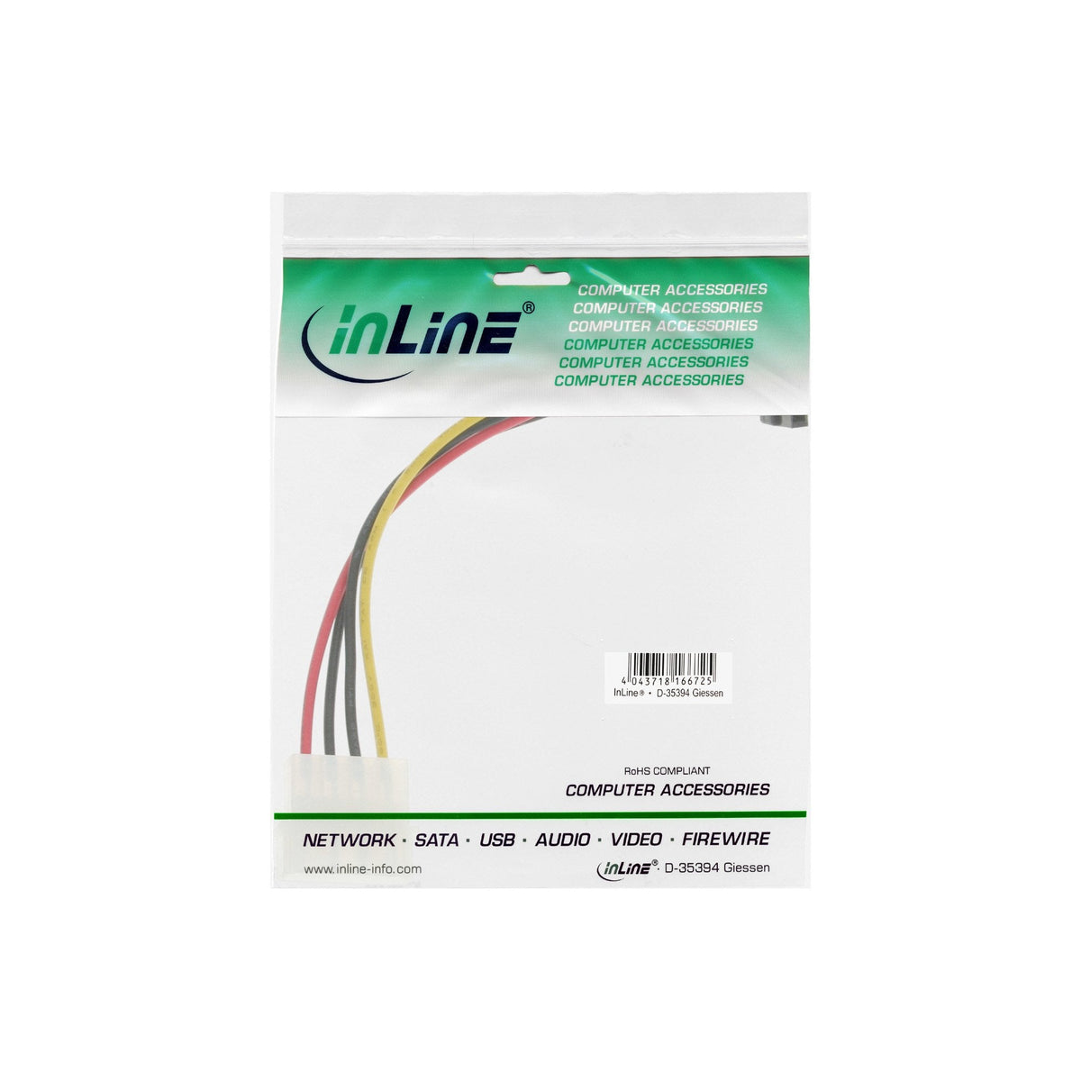 Adaptador De Alimentación Inline Sata 1x Hembra De 4 Pines A Sata De 15 Pines En Ángulo Hacia Arriba