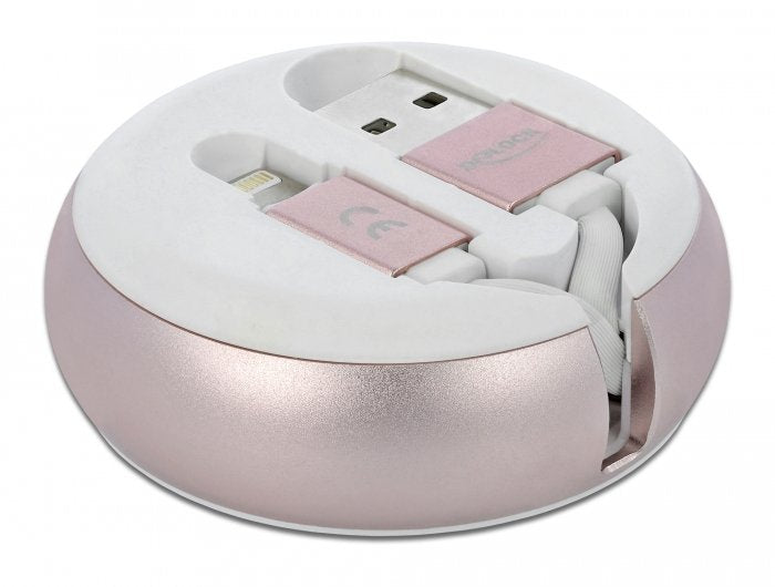 Delock Usb Aufrollcable Typ-A Zu Lightning Weiss Rosé