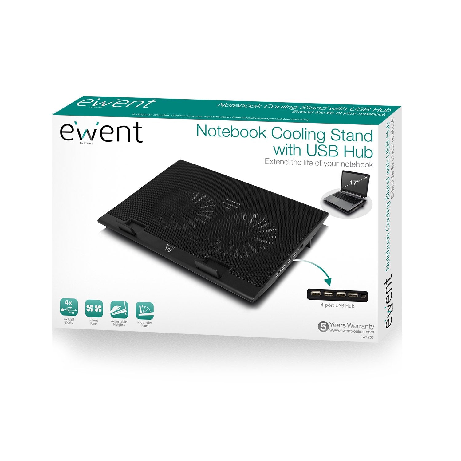 EAN 8054392611926 - Ewent EW1253 almohadilla fría 43,2 cm (17") Negro imagen 7