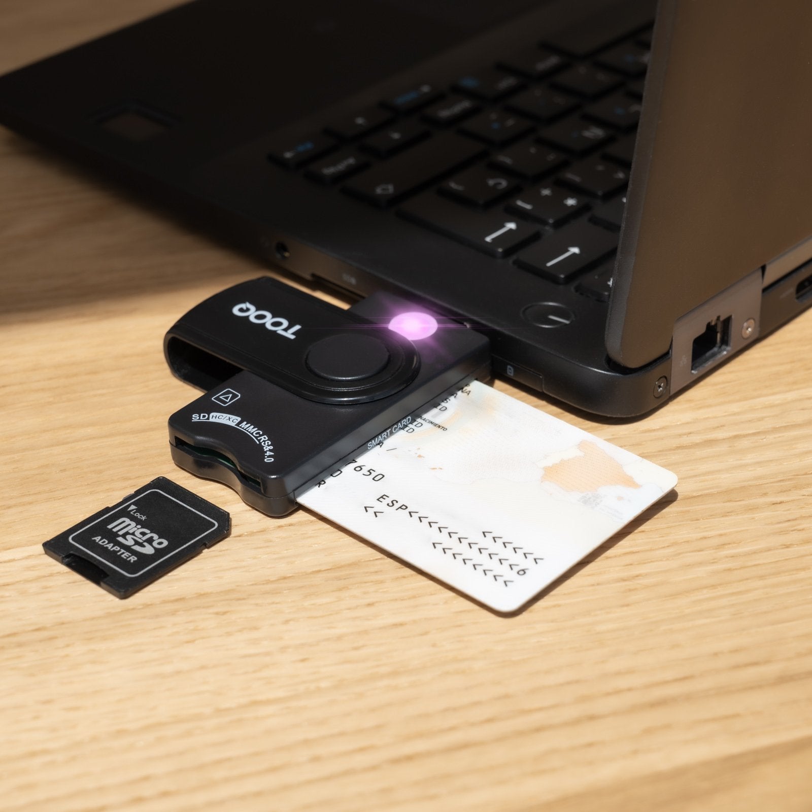 Lector Tarjetas Dnie, Sim, Sd/Tf, Usb-A Negro