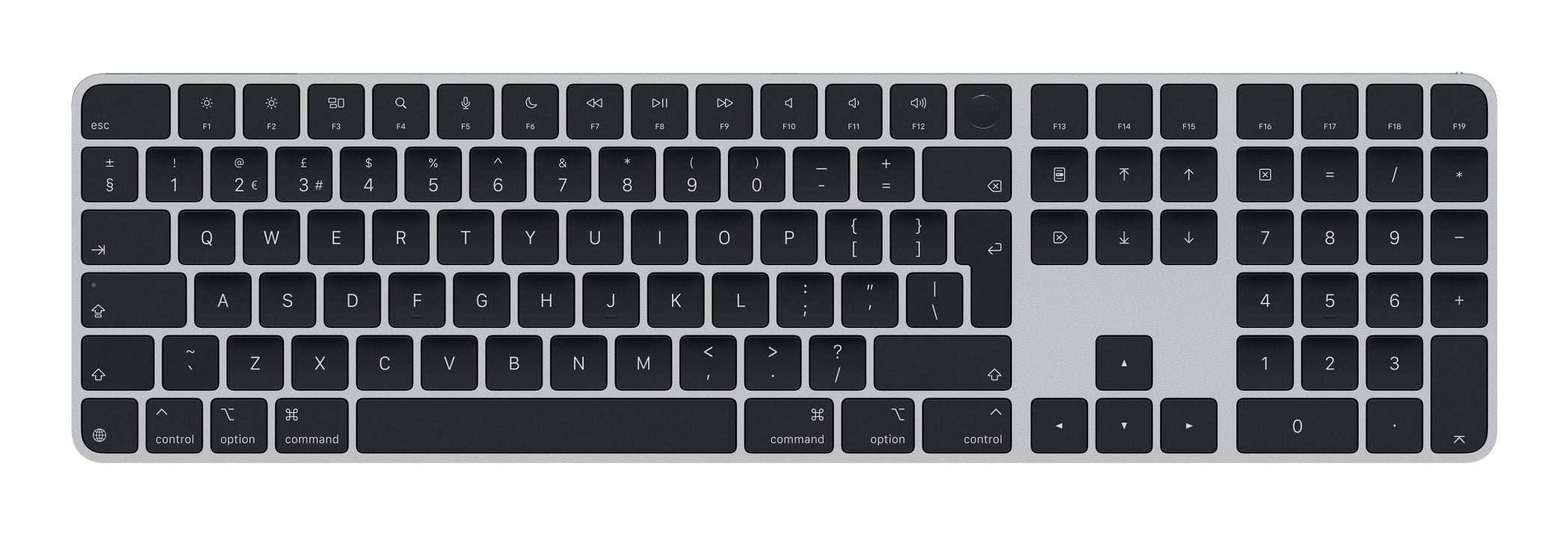 Apple Magic Keyboard Con Touch Id Y Teclado Numérico Plateado/Negro, Diseño Para Reino Unido, Para Modelos Mac Con Chip Apple Mxk83b/A