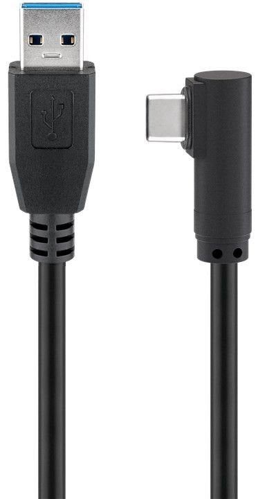 Cable Goobay Usb 3.2 Gen 1, Usb-A Macho > Usb-C Macho 90° (Negro, 1 Metro, Ángulo Derecho/Izquierdo)