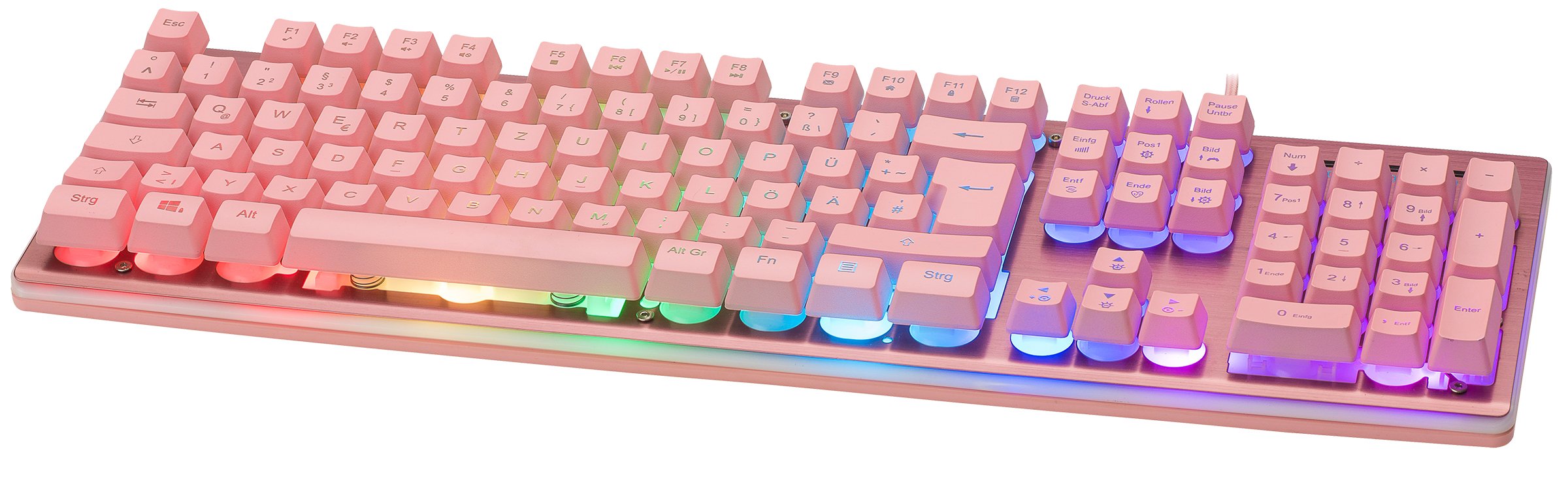 Teclado Alemán Deltaco Gam-021-Rgb-P-De Juego Usb Qwertz Rosa
