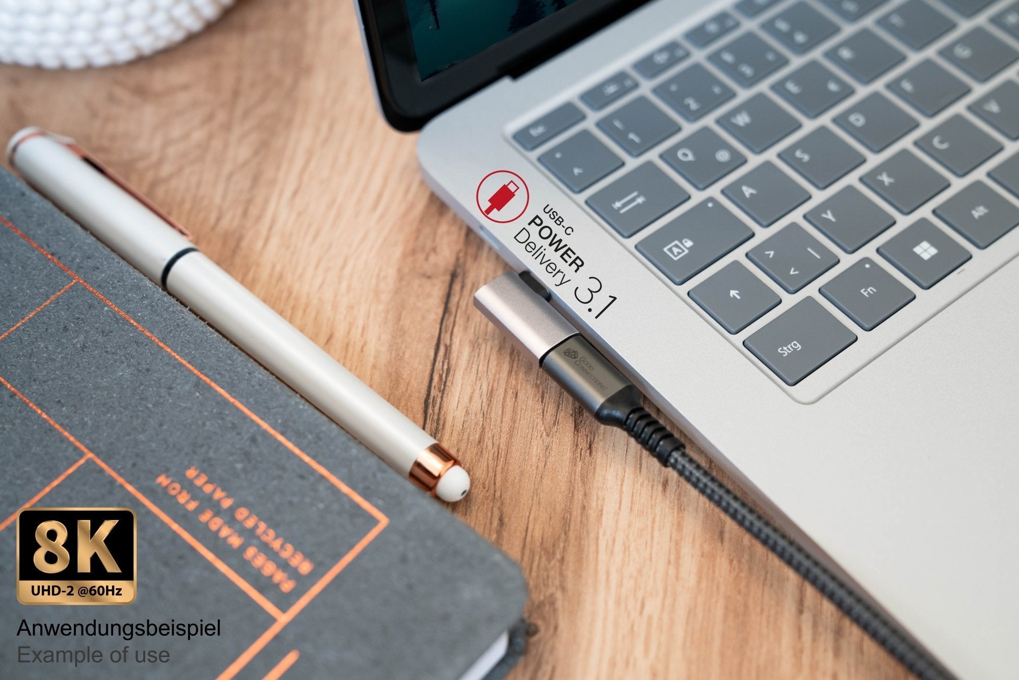 Goodconnections Usb-C 4.0 (St-Bu) Winkeladapter Portschoner 240w 8k 60hz Silber