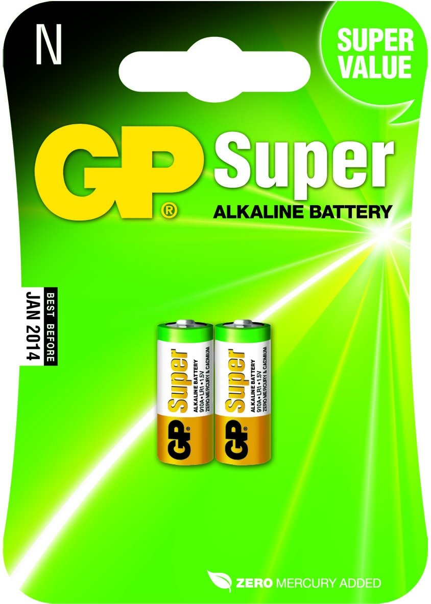 Gp Batteries Super Alkaline N, Batería De Un Solo Uso, Alcalino, 1,5 V, 2 Pieza(S), Multicolor, Ampolla