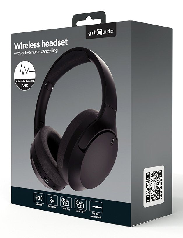 Auriculares Gembird Bhp-Anc-01 Bt Con Cancelación Activa De Ruido, Negros