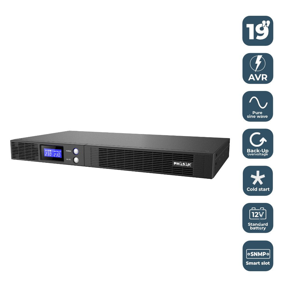 Sai Línea Interactiva Phasak Protekt Slim Rack 750va-450w 4 Salidas Formato Rack