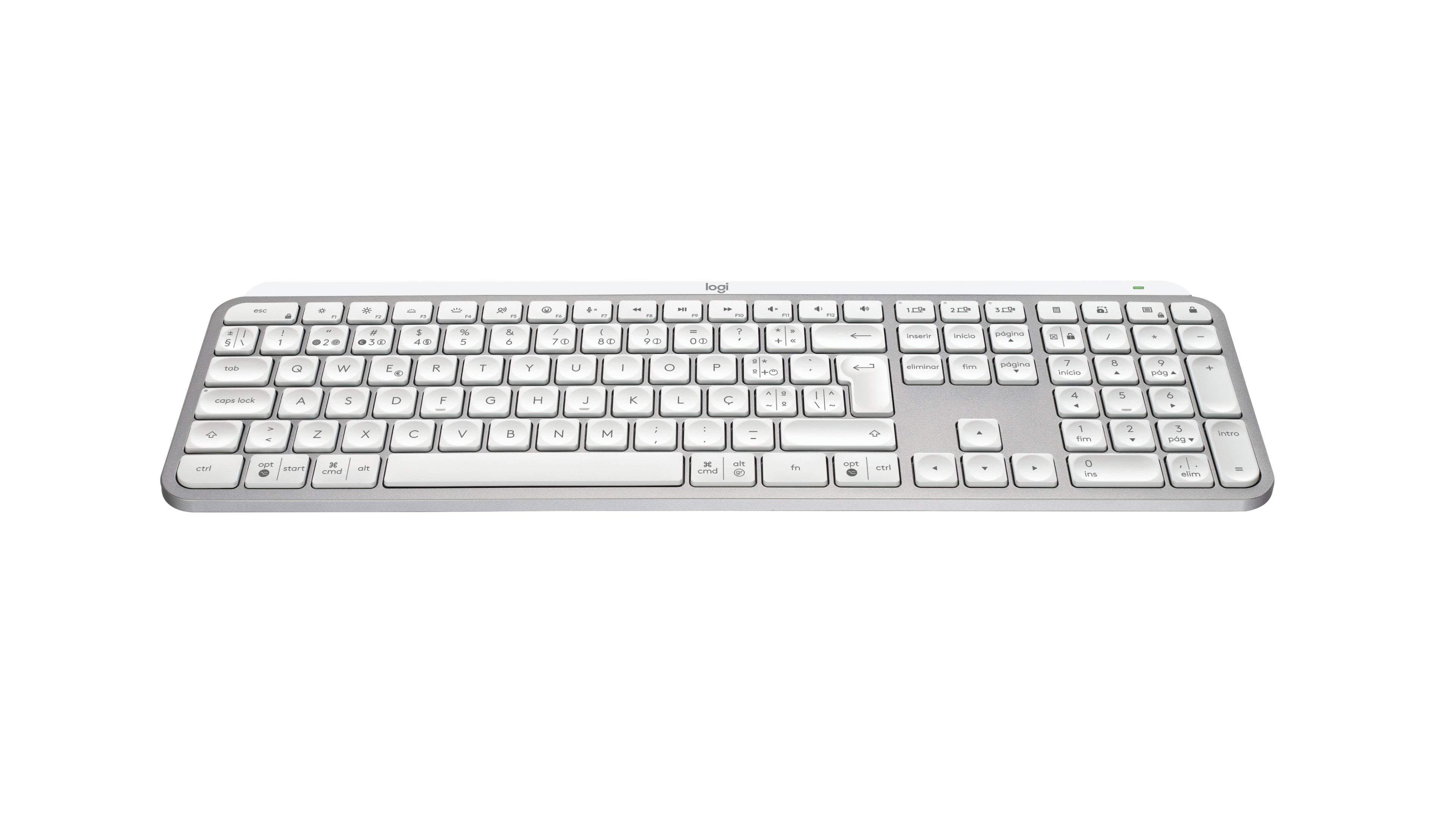 Teclado Portugués Logitech Mx Keys S Rf Wireless + Bluetooth Aluminio, Blanco