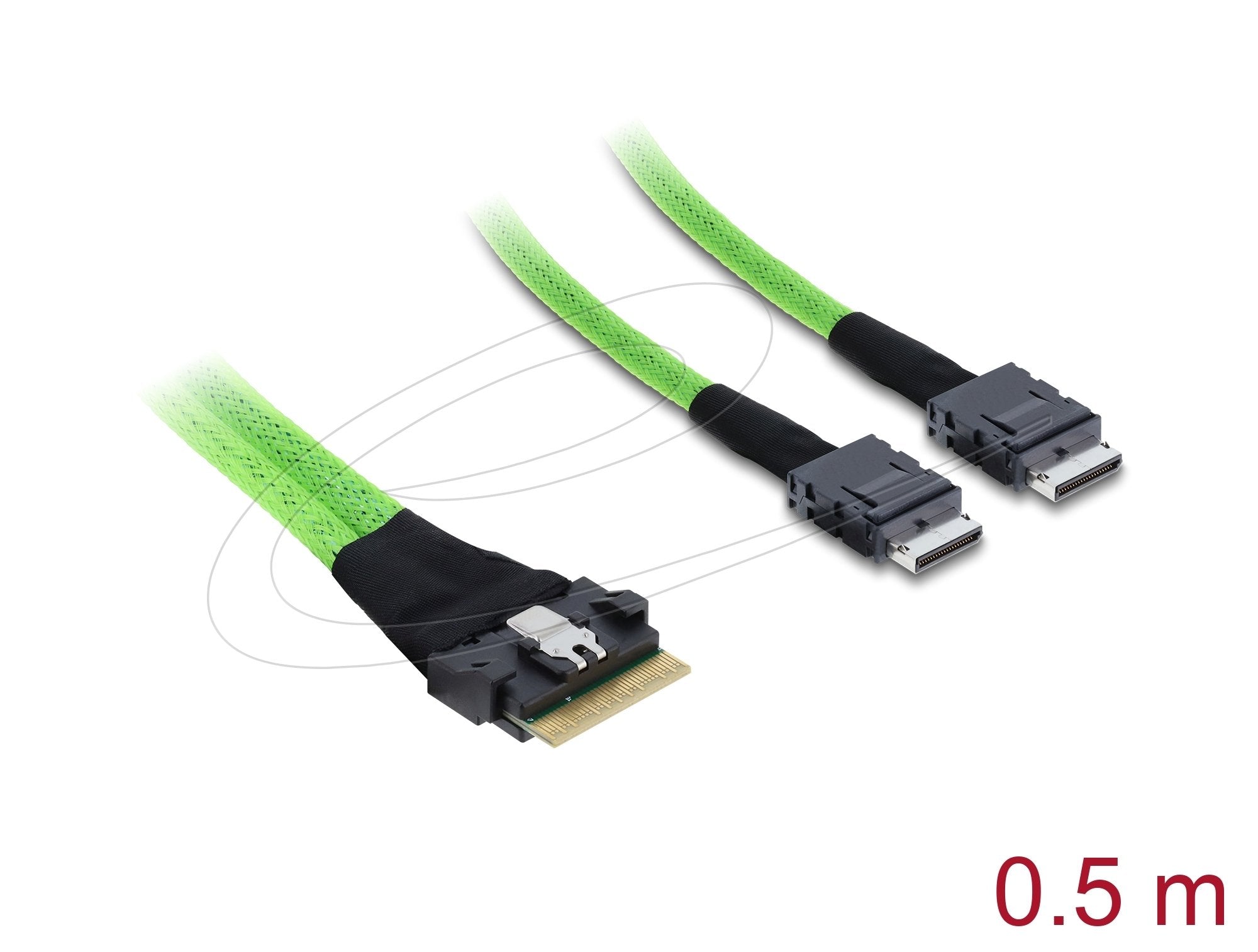 Delock Pcie 4.0 Cable Slim Sas Sff-8654 8i A 2 X Oculink Sff-8611 4i 0,5 M