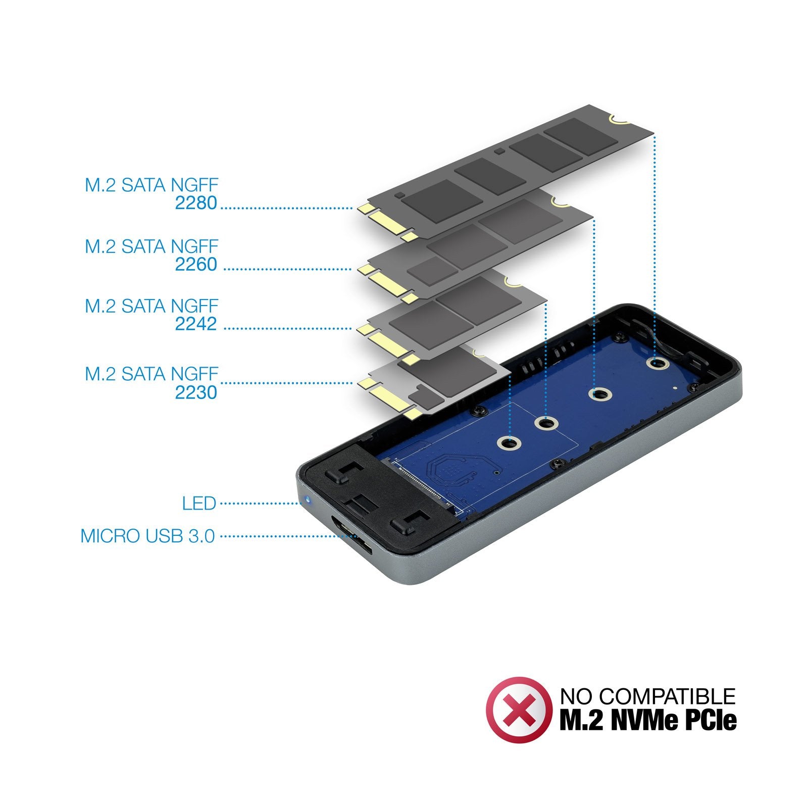 EAN 8433281009929 - TooQ TQE-2281G caja para disco duro externo Caja externa para unidad de estado sólido (SSD) Gris M.2 imagen 4
