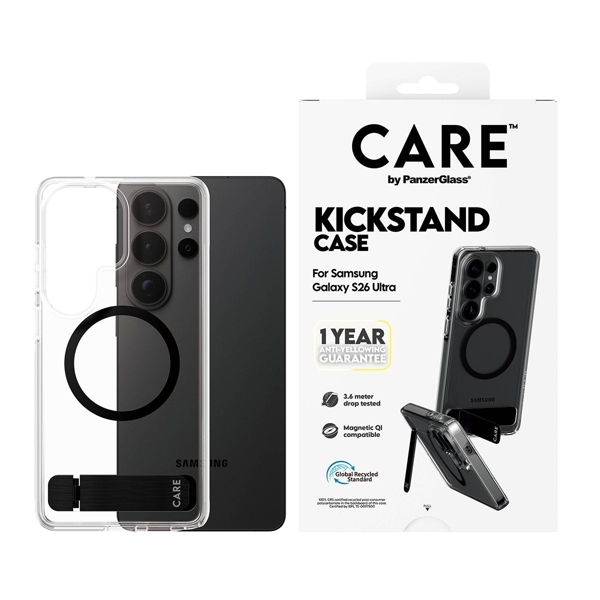 Panzerglass Care By Panzerglass Urban Explorer - Trasero Cubierta Para Teléfono Móvil - Con Pie De Soporte, Qi-Compatible - Termoplástico Polyurethan (Tpu)