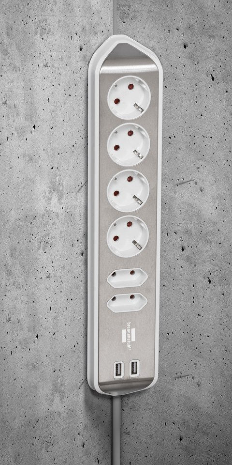 EAN 4007123672837 - Brennenstuhl 1153590620 base múltiple 2 m 6 salidas AC Interior Plata, Blanco imagen 12