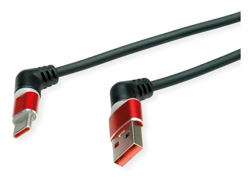 Roline Usb 2.0 Cable Typ-C - Typ-A St St 360 Rotation Schwarz Rot 1m