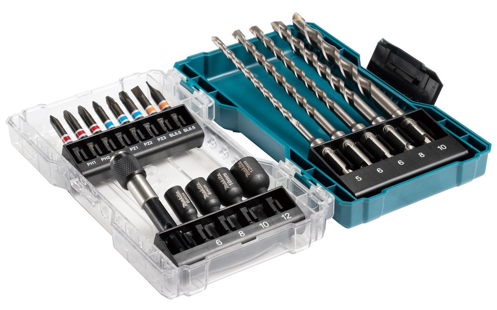 Makita Bohrer-Bit-Set Sds Plus, 18-Teilig, Bohrer- & Bit-Satz (Klappbox Mit Transparenteem Deckel) E-07026