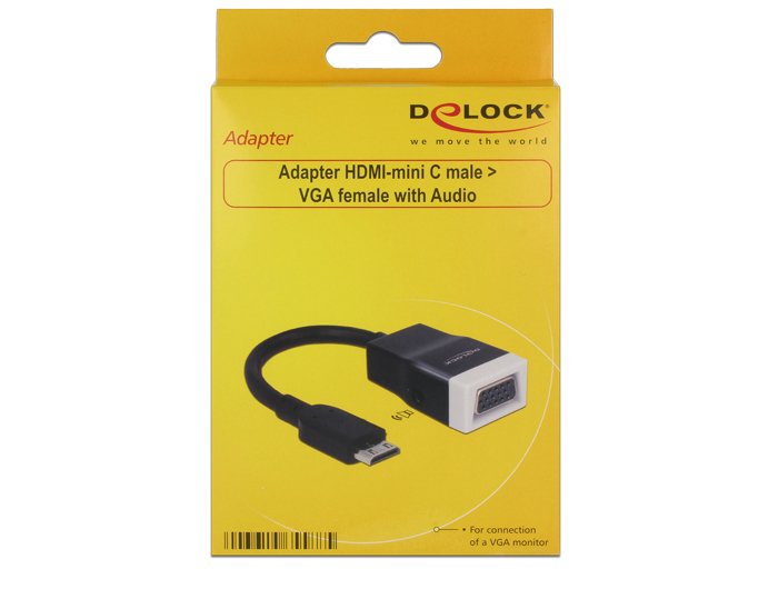 EAN 4043619655885 - DeLOCK 65588 adaptador de cable de vídeo HDMI Type C (Mini) VGA (D-Sub) + 3,5mm Negro imagen 2