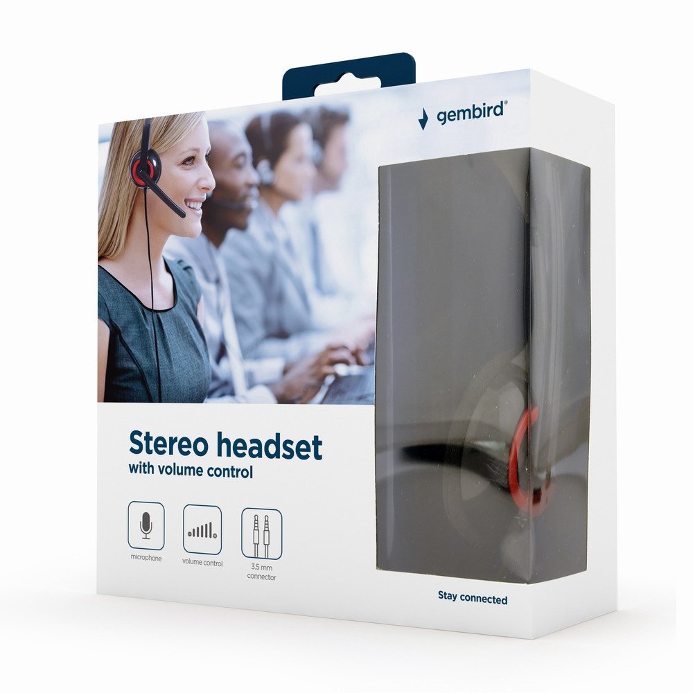 EAN 8716309079884 - Gembird MHS-002 auricular y casco Auriculares Alámbrico Diadema Llamadas/Música Negro, Rojo imagen 3