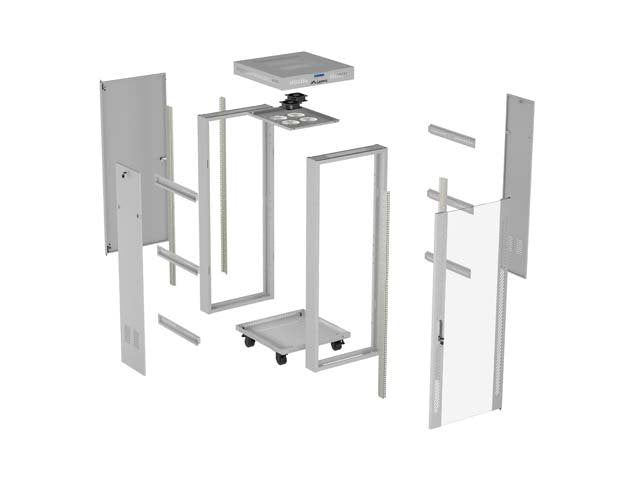 Lanberg Rack Cabinet 19" Free-Standing 42u 600x600 Flat Pack With Glass Door Lcd Grey V2