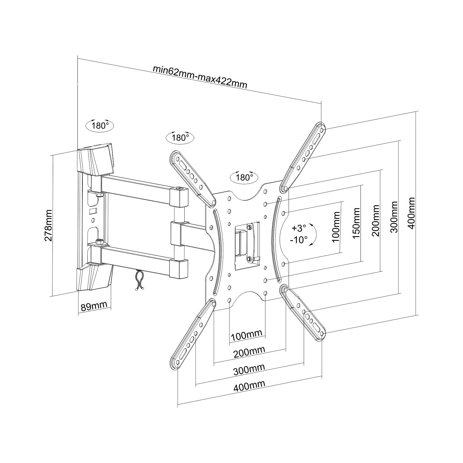 Aisens Soporte De Pared Inclinable Para Tv De 32-55'/ Hasta 30kg