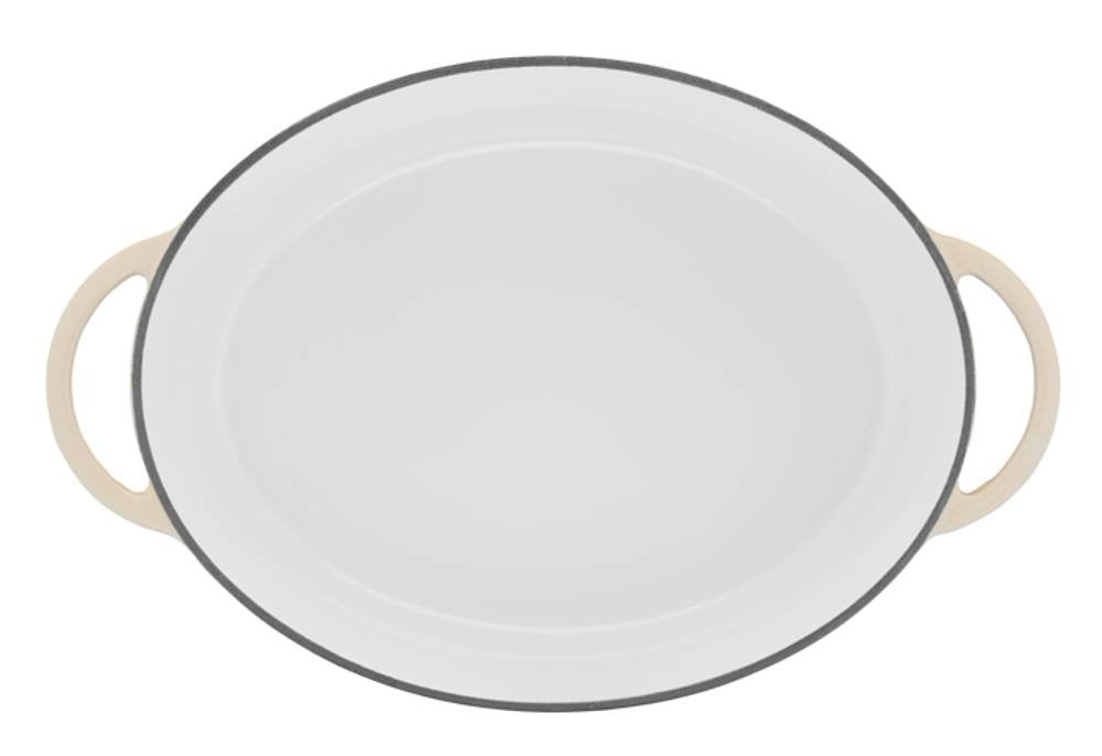Tefal Ovaler Bräter Aus Lov Gusseisen Ø 34cm (Beige, Mit Deckel, 7,2 Liter) E25906