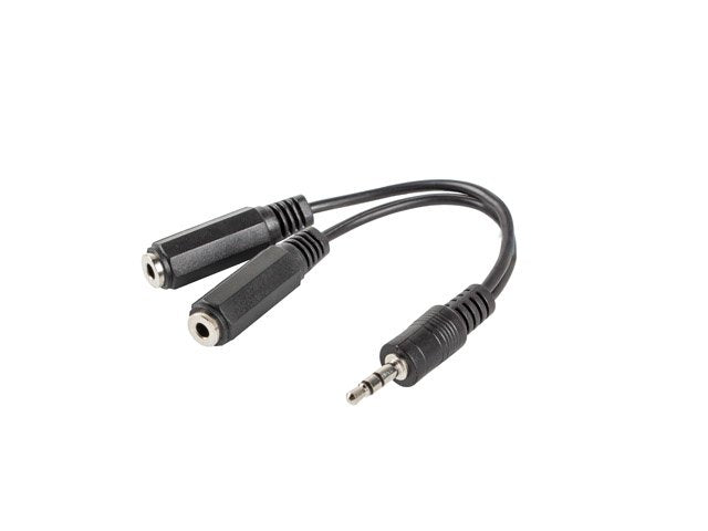 Lanberg Adaptador Jack Estereo 3.5 Macho A 2x Jack 3.5mm Hembra Ad-0024-Bk,Cable 10cm